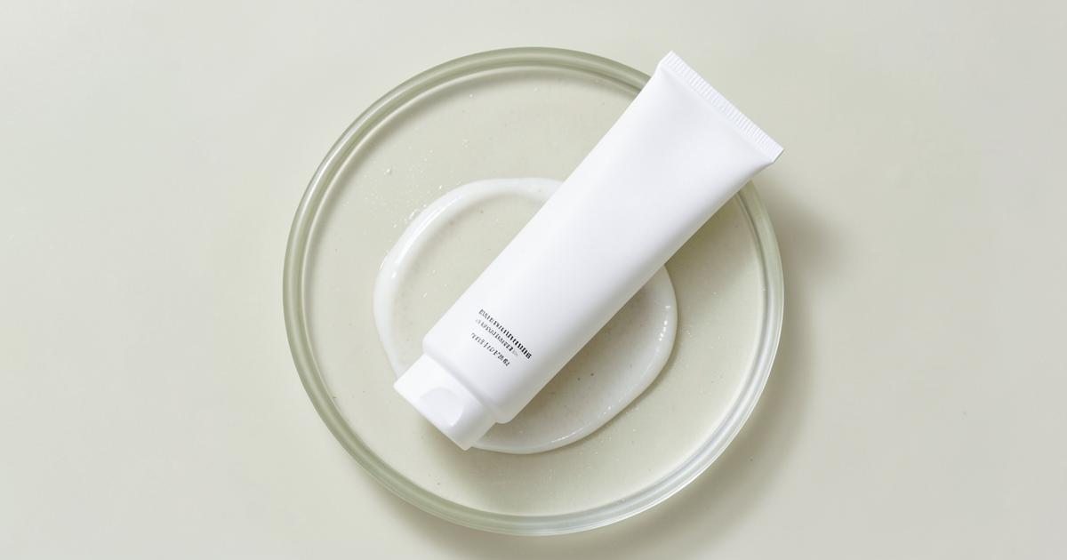 Illustrative sunscreen cream texture and an unbranded tube